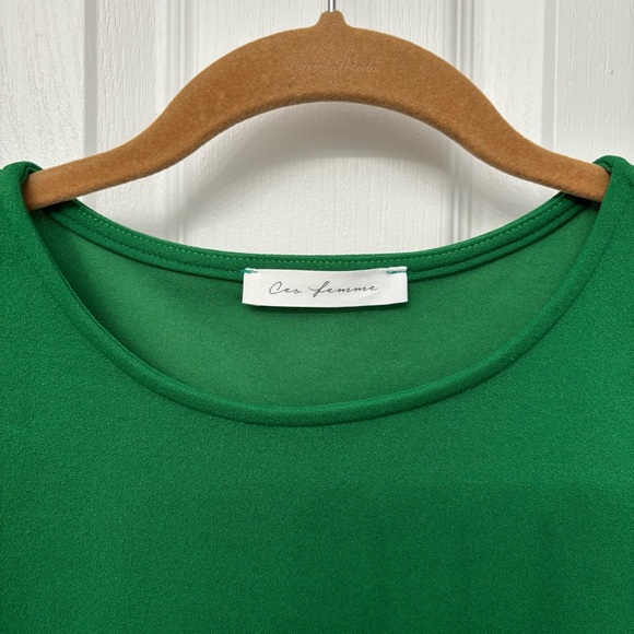 Ces Femme Green Shift Dress | Women’s Small | Flutter Sleeve Sheath - Picture 5 of 10